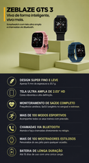 Smartwatch Zeblaze GTS 3 — Com Monitoramento de Saúde 24h