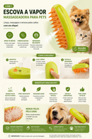 Escova a Vapor 3 em 1 para Cães e Gatos